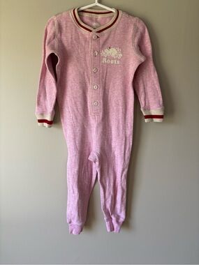 Roots Kids Cabin Pink Long-Sleeve One-Piece Footie Pyjama Toddler Girls Size 2T